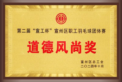 宣州區職工羽毛球團體賽道德風(fēng)尚獎